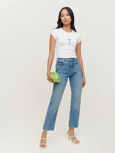 Muse Tee - Short Sleeve Knit | Reformation Reformation Spritz Top, Reformation Muse Tee, Reformation Lindy Top, Reformation Tops, Reformation Jeans, The Muse, Ribbed Fabric, Hip Length, Cap Sleeves