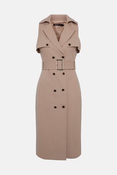 Belted Trench Pencil Dress Classic Belted Blazer Dress For Workwear, Belted Lapel Collar Blazer Dress For Business, Belted Blazer Dress With Lapel Collar For Business, Business Blazer Dress With Belted Lapel Collar, Business Blazer Dress With Belt And Lapel Collar, Elegant Workwear Midi Dress With Lapel Collar, Elegant Lapel Collar Midi Dress For Work, Elegant Midi Dress With Lapel Collar For Work, Classic Lapel Collar Dress For Workwear