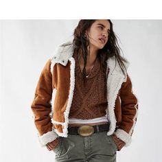 Clip Front Closure, Faux-Fur Lining With Size Pockets. Brand New With Tag. Really Beautiful, Warm & Comfy Coat. Originally $228 Shearling Jacket Women, Free People Velvet, Faux Shearling Coat, Hooded Denim Jacket, People Clothes, Packable Jacket, Free People Jacket, Coastal Cowgirl, Shearling Coat