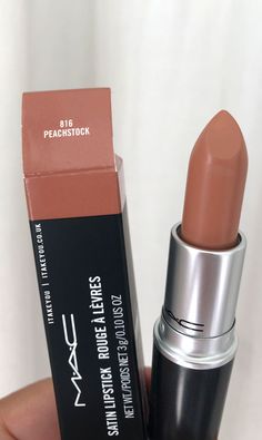 Peachstock MAC Lipstick, MAC Lipstick Shades, MAC Lipstick Colours, MAC Lipstick Swatch Peachy Lipstick, Top Mac Lipsticks, 1970s Makeup, Lipstick Colours, Popular Lipstick, Mac Lipstick Colors, Mac Lipstick Swatches, Makeup Beauty Room