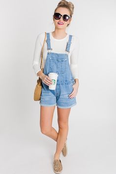 Denim Overall Shorts :: NEW ARRIVALS :: The Blue Door Boutique Trendy Spring Shortalls With Adjustable Straps, Medium Wash Cotton Shortalls With Adjustable Straps, Medium Wash Denim Overalls With Suspenders, Trendy Medium Wash Denim Shortalls, Medium Wash Overall Shortalls With Suspenders, Medium Wash Shortalls With Suspenders, Trendy Washed Denim Shortalls, Cutoff Shortalls With Pockets For Spring, Spring Cutoff Denim Shortalls