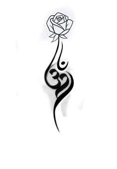 an arabic calligraphy with a rose on it