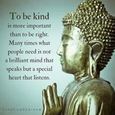 a buddha statue with the words to be kind in it's center and an image of