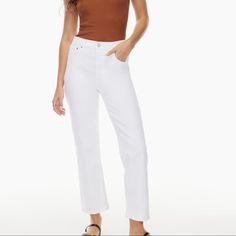 New Aritzia Denim Forum The Arlo Straight Leg White Jean In Color: A Little White Lie. Size 23 This Size Currently On Back Order On Aritzia. Get It Here And I Can Ship Out Asap. White Stretch Jeans For Everyday, Fitted White Cropped Jeans For Fall, White Straight Denim Bottoms, White Straight Fit Denim Bottoms, White Straight Fit Mid-rise Jeans, White Straight Jeans For Spring, Chic White Cropped Jeans For Fall, Classic White Mid-rise Cropped Jeans, White Relaxed Fit Cropped Jeans For Everyday