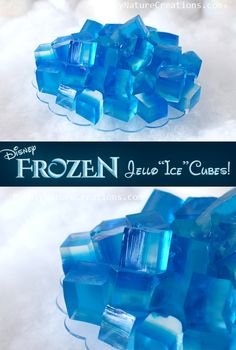 frozen ice cubes sitting on top of a white surface with the words frozen in it