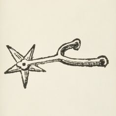 a black and white drawing of a pair of scissors with a star on the end