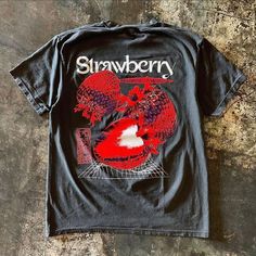 Strawberry T shirt  hallowen T shirt Easy 30 day return policy Atthemoment Shirts, Strawberry Tshirt, Strawberry T Shirt, Strawberry Delight, Spooky Black, Casual Halloween, Graphic Print Top, Halloween Graphic, Streetwear Tops