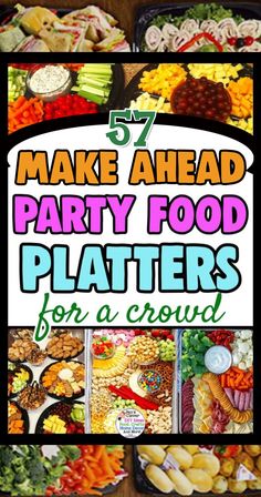 40 Must Make Potluck Dishes - easy make ahead party food appetizer trays and sandwich platters for a crowd Platters For A Crowd, Passover Plates, Inexpensive Party Food, Large Party Food, Inexpensive Snacks, Cheap Party Food, Party Food Bars, Cheap Snack, Graduation Food