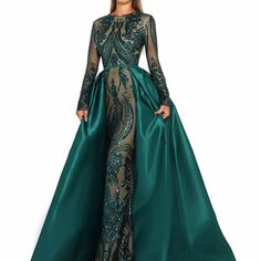 Brand New Never Worn Gown, I Really Loved This Dress But I Lost Too Much Weight Before My Engagement And Couldn't Wear It, And I Didn't Have Time For Alterations. Green Gown, Elegant Prom Dresses, Long Sleeve Gown, Long Sleeve Evening Dresses, Sequin Gown, Pageant Dress, Long Sleeve Maxi, Evening Party Dress, Fashion Weeks