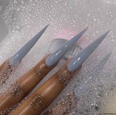 Cute Stiletto Nails Designs, Cute Stiletto Nails, Gold Stiletto Nails, Really Long Nails, Grey Acrylic Nails, Tapered Square Nails, Long Acrylic Nail Designs