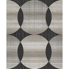 an area rug with circles on it in grey, black and white colors is shown