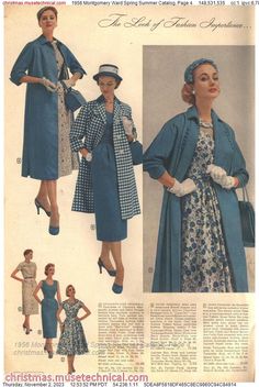 1956 Montgomery Ward Spring Summer Catalog, Page 4 - Catalogs & Wishbooks Elderly Fashion, Vintage Outfit Inspiration, Fabulous 50s, Elizabethan Era, Vintage Catalog, Retro Clothes, 50's Fashion