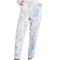 High-Waisted, Relaxed Fit Jeans With Attached Belt In Back For Cinching. Fabric: 100% Cotton White Wide Leg Jeans, Target Jeans, Tie Dye Jeans, High Waisted Flare Jeans, Black Ripped Jeans, High Waisted Flares, High Rise Mom Jeans, Marble Print, Tapered Jeans