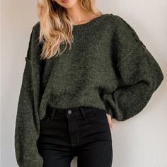 Never Worn, Only Selling Because Bought The Wrong Size! Always Together, Balloon Sleeve Sweater, Green Balloon, Sweater Brands, New Green, Green Sweater, Sweater Sleeves, Sleeve Sweater, Colorful Sweaters