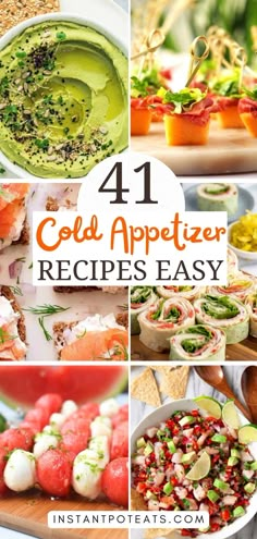 collage of cold appetizers with text overlay