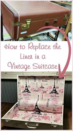 How to replace the liner in a vintage suitcase MyRepurposedLife.com