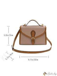 BirdinBag - Stylish Color Block Top Handle Bag with Adjustable Strap for Fashionable Wardrobes Color Block Fashion, Colour Blocking Fashion, Details Pictures, Color Block Top, Word Wrap, Bag Bag, Handle Bag, Square Bag, Color Khaki