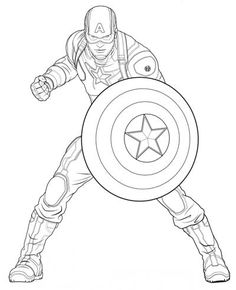 the captain america coloring page is shown in black and white, with an image of his arms outstretched