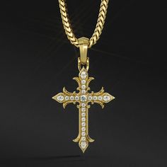 Elevate your everyday style with this gold diamond cross pendant, named "Faith" - a potent emblem of devotion and a timeless testament to Christ's enduring legacy. Forged from the finest solid gold by our master craftsmen, this gold and lab-grown diamond cross pendant is a powerful religious symbol of hope. Our solid 14k gold cross necklace for men isn't just about making a statement; it's about carrying a piece of spiritual armor, a beacon of light that guides you through life's trials and triu