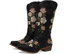 Women's Roper Riley Floral Spring Rodeo Moto Boots With Round Toe, Spring Western Moto Boots With Round Toe, Spring Western Style Moto Boots With Round Toe, Western Style Moto Boots With Round Toe For Spring, Spring Western Ankle Moto Boots, Western Style Moto Ankle Boots For Spring, Wide Calf Western Moto Boots For Spring, Western Style Wide Calf Moto Boots For Spring, Western Embroidered Mid-calf Boots For Fall