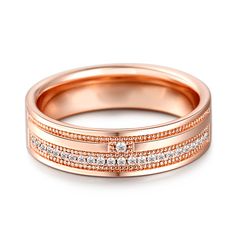 BOGO 40% OFF (Code: H40) Timeless Double Band Rose Gold Jewelry, Timeless Rose Gold Double Band Jewelry, Formal Diamond Jewelry With Thick Band, Classic Rose Gold Jewelry With Round Stone, Elegant White Gold Jewelry With Thick Band, Timeless Thick Band Rose Gold Jewelry, Elegant Jewelry With Pave Setting In Round Band, Timeless Rose Gold Jewelry With Thick Band, Elegant Cubic Zirconia Jewelry With Round Band