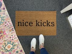 Doormat - Nice Kicks Funny Doormat Coir Rug, Entryway Rugs, Funny Welcome Mat, Doormat Funny, Weathered Paint, Gift For Newlyweds, Front Door Mat, Future Apartment Decor, Funny Doormats