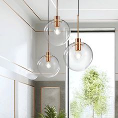 Minimalist Rose Gold Cluster Pendant With Clear Glass For Ceiling - 3-Bulb Fixture Rose Gold Pendant Light, Cluster Pendant Light, Minimalist Rose, Cluster Pendant Lighting, Gold Ceiling, Hanging Ceiling Lamps, Gold Fixtures, Pendant Ceiling Lamp, Multi Light Pendant