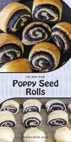 easy poppy seed rolls with chocolate frosting and sprinkles in the middle