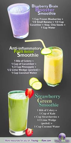 healthy smoothies Different Types Of Smoothies, Brain Booster Smoothie, Types Of Smoothies, Pain Relief Smoothie, Healing Smoothie, Detox Smoothies, Nutribullet Recipes, Fitness Blender