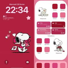 a pink and red wallpaper with cartoon characters on it's side, including the numbers