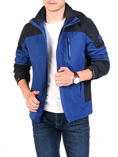 Men Jacket Outdoor Winter Waterproof Warm - Blue - 4Z24652522 - Men's Clothing, Men's Outerwear, Men's Jackets  #MensJackets #Men's #Clothing # #Men's #Outerwear # #Men's #Jackets Nylon Parka With Zipper Closure For Outdoor, Waterproof Nylon Long Sleeve Outerwear, Long Sleeve Windbreaker For Hiking With Zipper Closure, Long Sleeve Windbreaker With Zipper For Hiking, Sporty Outdoor Parka With Zipper Closure, Winter Outerwear For Outdoor Activities With Zip Fly, Blue Waterproof Hooded Jacket For Fall, Outdoor Nylon Windbreaker With Zipper Closure, Winter Hiking Nylon Windbreaker