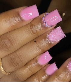 #shortnails #pinknail Acrylic Nails Square, Nails Short Acrylic, Nails Acrylic Square, Nails Acrylic Short, Nails Coffin Short, Girly Acrylic, Colored Acrylic