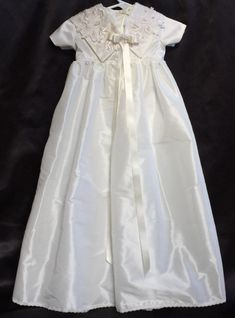 Gender neutral Christening gown made to order from your Fitted White Ball Gown With Long Train, White Fitted Ball Gown With Long Train, Wedding Gown With Fitted Bodice And Long Train, Cream Floor-length Wedding Dress For Ceremony, Fitted White Ball Gown, Floor-length Dress With Fitted Bodice For Ceremony, Wedding Floor-length Gown With Boned Bodice, Cream Full-length Formal Dress, Formal Full-length Cream Dress