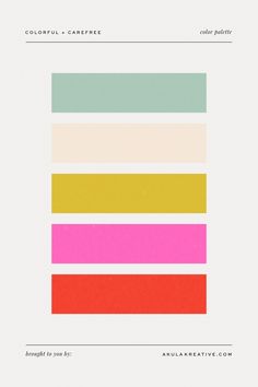 the color scheme for an art project is shown in different colors, including pink, green, yellow and orange