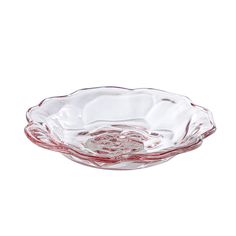 an empty glass bowl on a white background