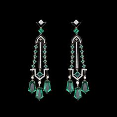 Green Art Deco Dress, Luxury Green Diamond Earrings, Luxury Green Emerald Diamond Earrings, Luxury Emerald Earrings With Diamond Accents, Green Diamond Earrings For Evening, Green Hand Set Diamond Earrings, Green Hand-set Diamond Earrings, Luxury Green Diamond Earrings With Accents, Luxury Green Hand-set Earrings