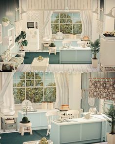 Instagram European College, Acnh Coastal, Acnh Rooms, White And Blue Kitchen, Happy Home Paradise, Animal Crossing Guide, Animals Crossing, Acnh Designs, Beach House Interior