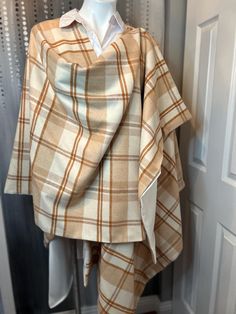 One of a Kind Handmade lined winter shawl Oversized Cape Wraps For Fall, Oversized Fall Cape Wrap, Oversized Cape Wraps For Winter, One Size Cream Cape, Oversized Winter Cape Wrap, Fall Wrap Poncho With Scarf Detail, Fall Wrap Poncho With Scarf, One Size Fall Cape Shawl, One Size Cape Shawl For Fall