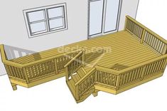 an image of a deck with stairs and railings