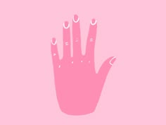 a pink hand with nail polish on it's fingers and nails in the middle