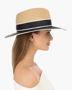 If you are looking for a women's designer packable sun hat for sale online to elevate your style and enhance your mood, look no further! The traditional fedora silhouette with indented crown and medium size brim is color blocked of Squishee® for a modern, eye-catching effect. All three striking spectator combinations are punctuated with white edges and a signature logo rivet at the back of the crown. This women's designer fedora hat looks fashionable, is packable, and provides unparalleled sun p Womens Fedora Hat, Packable Sun Hat, Womens Fedora, Hats For Sale, Fedora Hat, Sun Hat, Signature Logo, Straw Hat, Sun Hats