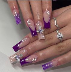 Purple Nails Acrylic, Acrylic Nails Design, Purple Acrylic Nails, Purple Nail Designs, Purple Acrylic, Simple Acrylic Nails, Classy Acrylic Nails, Pretty Gel Nails, Long Acrylic Nails Coffin