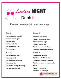 the ladies'night drink if list is shown