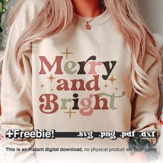 a woman with long blonde hair wearing a merry christmas sweatshirt