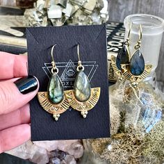 Brass and Labradorite Earrings Dimensions - Approximately 1.89" long This listing is for 1 pair of earring. Pictures are an example of what yours will look like. Each piece is unique and beautiful. Please allow for differences. • Each piece and crystal is unique and beautiful. • All items come ready for gift giving. Follow Foxlark for behind the scenes shots and the newest pieces... www.instagram.com/foxlark www.facebook.com/foxlark -Curated by @foxlark collection - Handcrafted natural stone, cr Hand Forged Labradorite Dangle Jewelry, Bohemian Pierced Labradorite Jewelry, Soldered Turquoise Brass Earrings, Bohemian Labradorite Hand Forged Earrings, Bohemian Nickel-free Labradorite Jewelry, Labradorite Earrings, Brass Jewelry, Gift Giving, Natural Stone