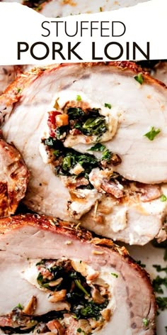 stuffed pork loin with spinach and mushrooms