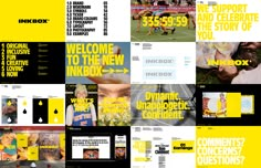 an advertisement for inkbox is shown in multiple different colors and sizes, including yellow