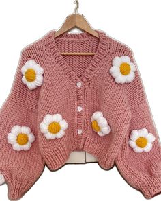 Cute Hand Knitted Winter Sweater, Cute Hand-knitted Winter Sweater, Handmade Pink Cardigan For Fall, Cute Fall Sweater With Knitting Details, Cute Winter Knitting Pattern, Cute Crochet Sweater For Fall, Winter Cottagecore Long Sleeve Cardigan, Cute Handmade Knit Sweater, Cute Handmade Outerwear For Fall