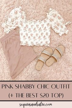 SHABBY CHIC OUTFIT IDEA   THE CUTEST $20 VINTAGE FLORAL TOP | Looking for a pink shabby chic outfit? Well in this post I share with you the best out of all the shabby chic outfits! These shabby chic clothes are total love shack fancy dupes that give off that romantic and vintage look. This shabby chic idea with the puff sleeve blouse is sure to be your new favorite that you will wear on repeat. The $20 floral blouse is the cutest top! #shabbychic #shabbychicoutfit #floraltop #vintagefloral Girly Outfits Pink, Pink Fashion Photography, Cute Shorts Outfits, Minimal Chic Outfits, Shabby Chic Outfits, Puff Sleeve Blouses, Target Outfits, T Shirt Outfit Ideas, Vintage Floral Prints