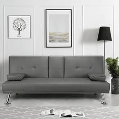 a living room scene with focus on the sofa